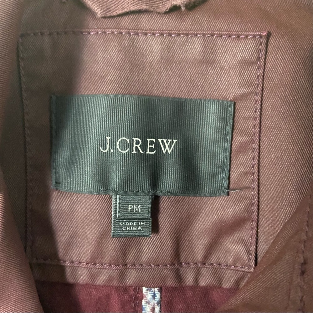 J. Crew Downtown Field Jacket Burgundy Wax Cotton Snap Buttons Sz PM - Picture 7 of 11